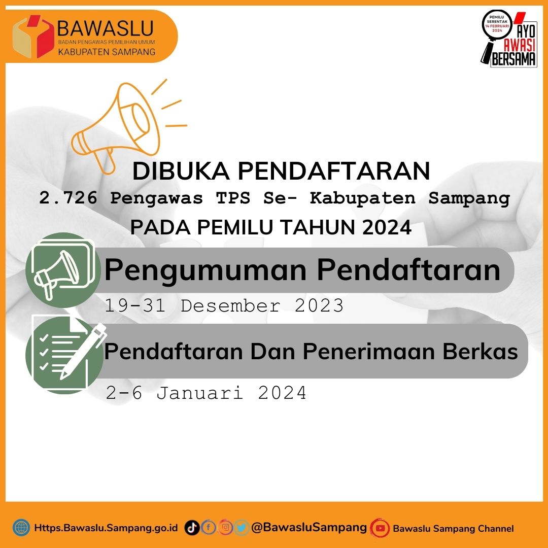 ayo sahabat bawaslu telah dibuka pendaftaran PTPS